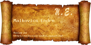 Malkovics Endre névjegykártya